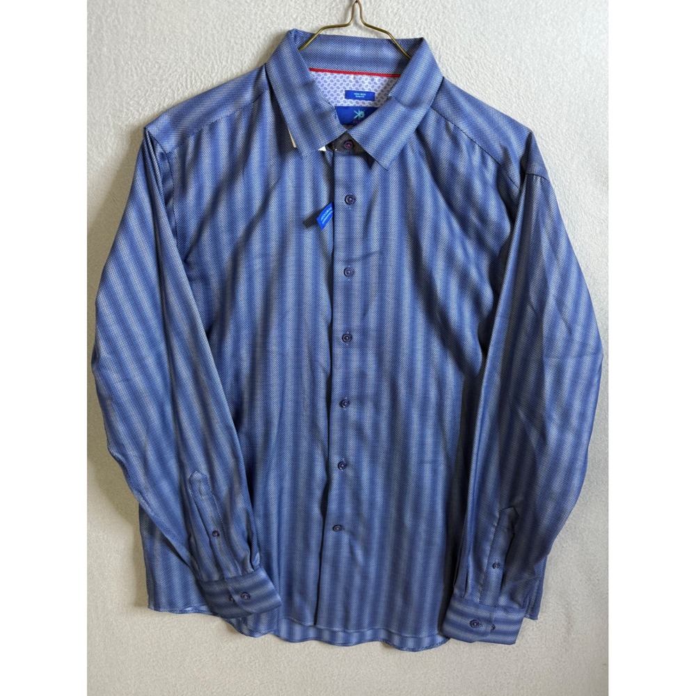 Egara Button Up Men's XL Blue Stretch Slim Fit Non Iron Break Resistant‎